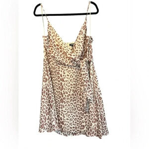 Express Animal Print V Neck Tie Wrap Mini Dress Size Large